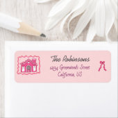 Hand Drawn coquette doodle pink christmas Etiket (Insitu)