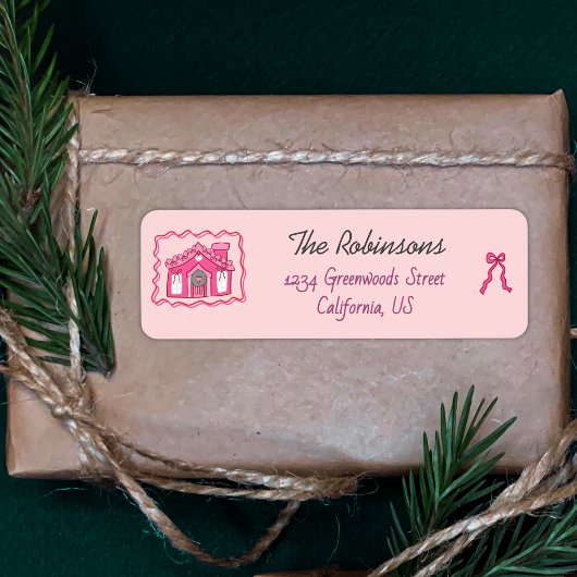 Hand Drawn coquette doodle pink christmas Etiket