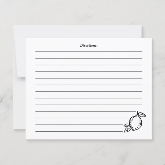 Hand Drawn Coquette Lemon Recipe Card (Achterkant)