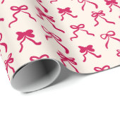 Hand-Drawn Coquette Red Bows Ribbon Valentine Cadeaupapier (Rol Hoek)