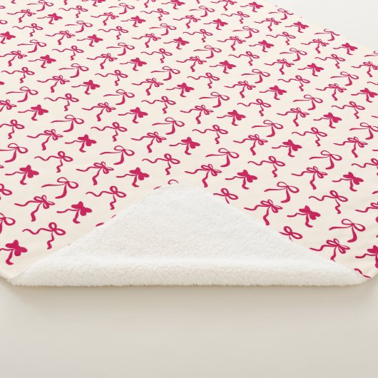 Hand-Drawn Coquette Red Bows Ribbon Valentine Sherpa Deken (3/4)