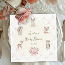 Hand Drawn Coquette Ribbon Woodland Baby Shower 