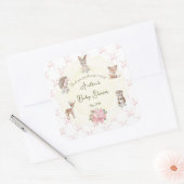 Hand Drawn Coquette Ribbon Woodland Baby Shower Vierkante Sticker (Envelop)
