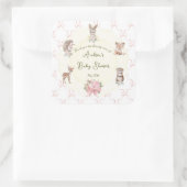 Hand Drawn Coquette Ribbon Woodland Baby Shower Vierkante Sticker (Tas)