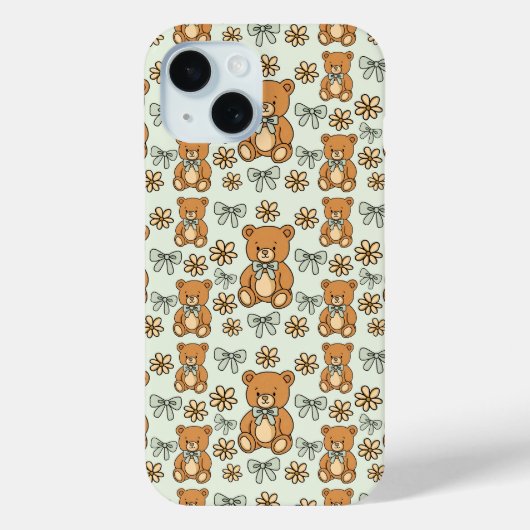 Hand-Drawn Coquette Teddy Bears Seamless Pattern Case-Mate iPhone Case (Achterkant)