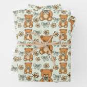 Hand-Drawn Coquette Teddy Bears Seamless Pattern Inpakpapier Vel (In situ)