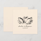 hand drawn Couple Swan Whimsical Wedding Kaart (Voorkant / Achterkant)