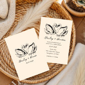 hand drawn Couple Swan Whimsical Wedding Kaart