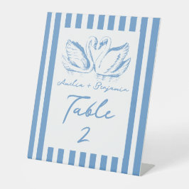 hand drawn Couple Swan Whimsical Wedding Reclamebord Met Voetstuk