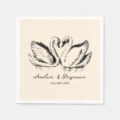 hand drawn Couple Swan Whimsical Wedding Servet (Voorkant)