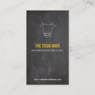 HAND-DRAWN COW LOGO voor restaurants, Chefs, Pubs Visitekaartje