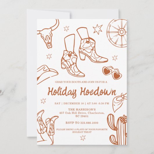 hand drawn Cowboy Boots Holiday Celebration, Kaart (Voorkant)