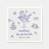 Hand Drawn Cowgirl Bachelorette Weekend Servet (Voorkant)