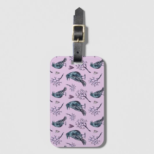 Hand Drawn Crow Pattern Bagagelabel (Voorkant (verticaal))