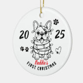 Hand drawn custom French Bulldog Keramisch Ornament (Links)