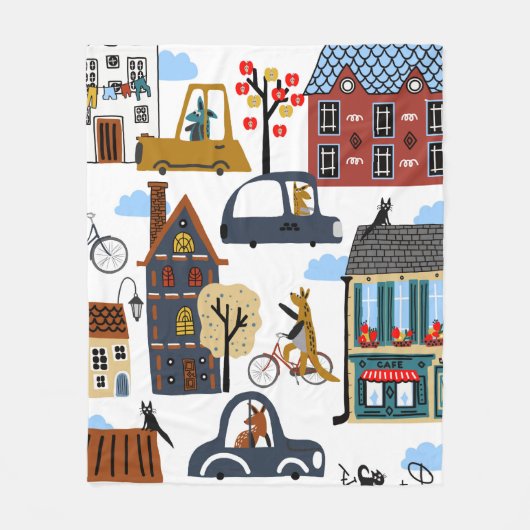 Hand drawn cute cartoon seamless pattern illustrat fleece deken (Voorkant)