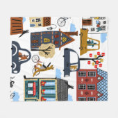 Hand drawn cute cartoon seamless pattern illustrat fleece deken (Voorkant (Horizontaal))