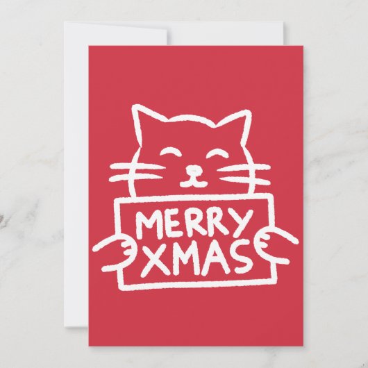 Hand Drawn Cute Cat Merry Xmas Feestdagenkaart (Voorkant)