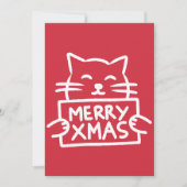 Hand Drawn Cute Cat Merry Xmas Feestdagenkaart (Voorkant)