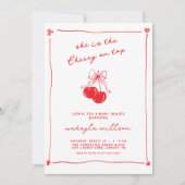 Hand Drawn Cute Cherry On Top Red Baby Shower  Kaart (Voorkant)