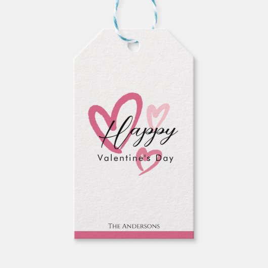 Hand-drawn Cute Hearts Happy Valentine's Day   Cadeaulabel (Voorkant)