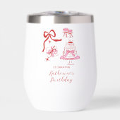 Hand Drawn Cute Pink Red Birthday Doodles Party (Voorkant)