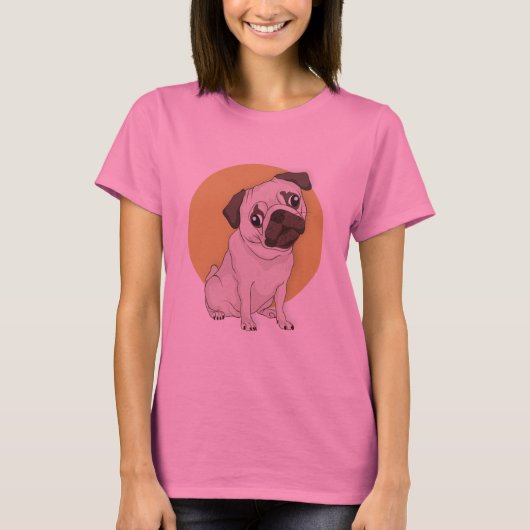 Hand Drawn Cute Pug Women's T-shirt (Voorkant)
