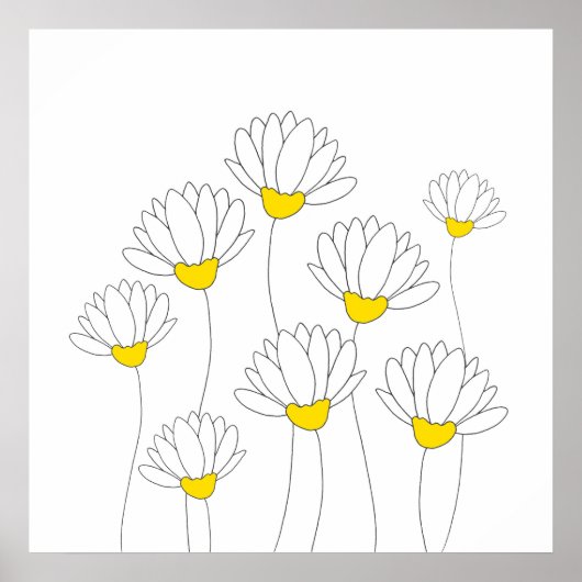 Hand Drawn Daisy Stems Poster (Voorkant)