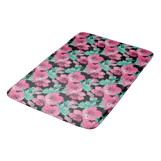 Hand Drawn Decorative Cherry Blossom Pattern Badmat (Gekanteld)