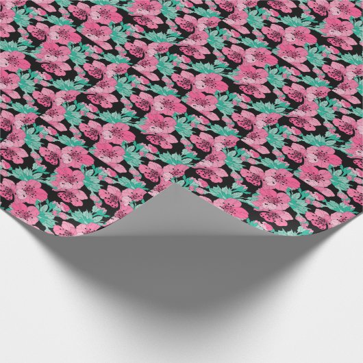 Hand Drawn Decorative Cherry Blossom Pattern Cadeaupapier (Hoek)