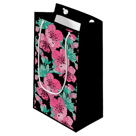 Hand Drawn Decorative Cherry Blossom Pattern Klein Cadeauzakje (Voorkant Gekanteld)