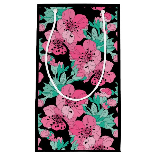 Hand Drawn Decorative Cherry Blossom Pattern Klein Cadeauzakje (Voorkant)