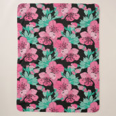 Hand Drawn Decorative Cherry Blossom Pattern Sherpa Deken (Voorkant)