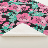 Hand Drawn Decorative Cherry Blossom Pattern Sherpa Deken (3/4)