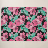 Hand Drawn Decorative Cherry Blossom Pattern Sherpa Deken (Voorkant (horizontaal))