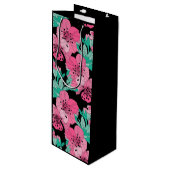 Hand Drawn Decorative Cherry Blossom Pattern Wijn Cadeautas (Voorkant Gekanteld)