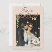 Hand Drawn Deep Red Floral Garden Photo Wedding Save The Date (Voorkant)