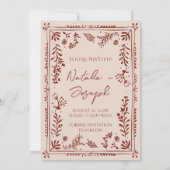 Hand Drawn Deep Red Floral Garden Photo Wedding Save The Date (Achterkant)