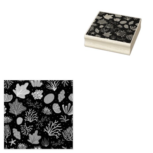 Hand Drawn Deep Zee Coral Pattern Rubberstempel (Gestempeld)