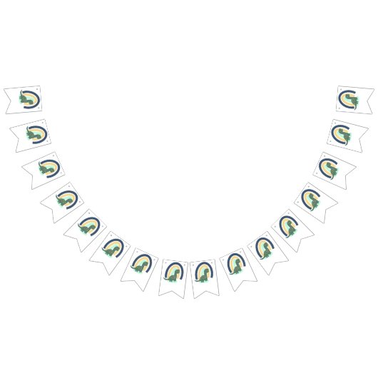 Hand Drawn Dinosaur met Rainbow Birthday Party Vlaggetjes (Alle)