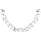 Hand Drawn Dinosaur met Rainbow Happy Birthday Vlaggetjes (Alle)