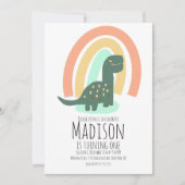 Hand Drawn Dinosaur Rainbow Birthday Party Boho Kaart (Voorkant)