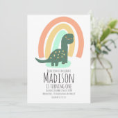 Hand Drawn Dinosaur Rainbow Birthday Party Boho Kaart (Staand voorkant)