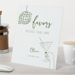 Hand drawn disco ball Favors Sign personalized Reclamebord Met Voetstuk
