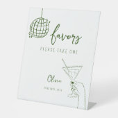 Hand drawn disco ball Favors Sign personalized Reclamebord Met Voetstuk (Voorkant)