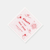 Hand Drawn Disco Pink and Red New Year's Eve Party Servet (Hoek)