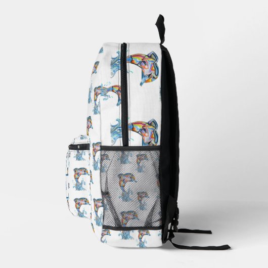 Hand-Drawn Dolphin Pattern Rugzak voor Kinderen (Rechts)