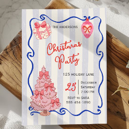 Hand Drawn doodle blue pink christmas party Kaart