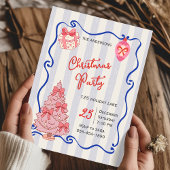 Hand Drawn  doodle blue pink christmas party Kaart