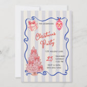 Hand Drawn  doodle blue pink christmas party Kaart (Voorkant)